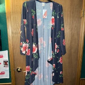 Honey & Lace NWT navy floral duster, XL